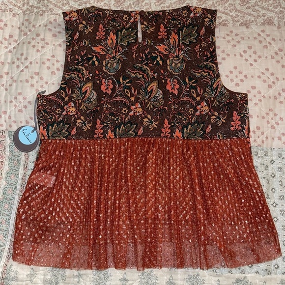 Anthropologie Eva Franco “Brown Motif” sleeveless top. NWT - Picture 9 of 9